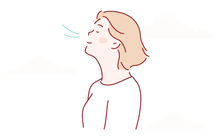 숨을 편하게 쉬는 모습